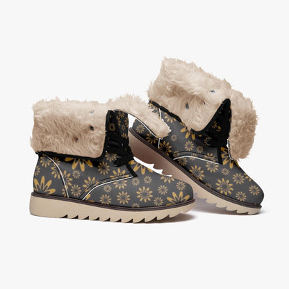 Flower Boomtelyah Cotton-pad Fur Lining Boots
