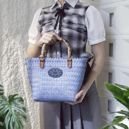Blue Breeze Woven Basket Bag