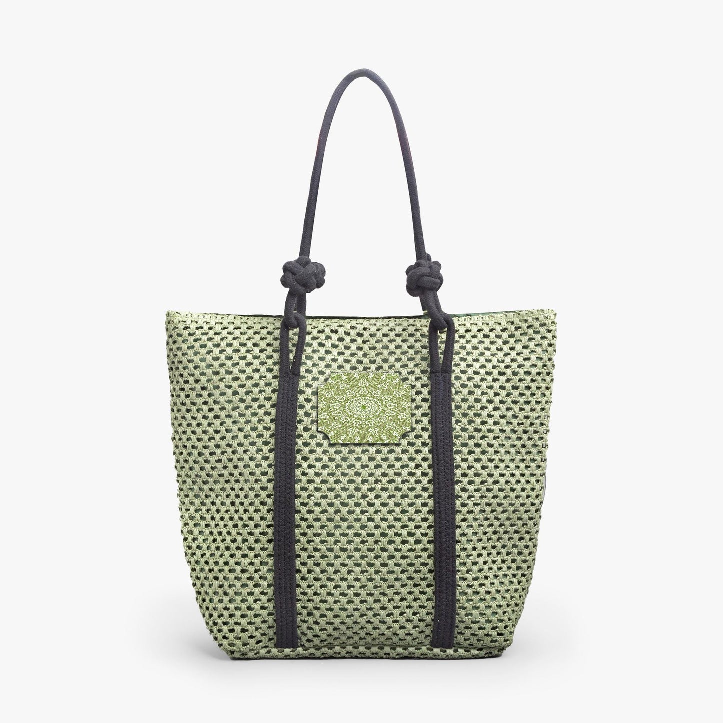 Green Sensation Woven Large Tote Shoulder Bag
