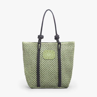 Green Sensation Woven Large Tote Shoulder Bag