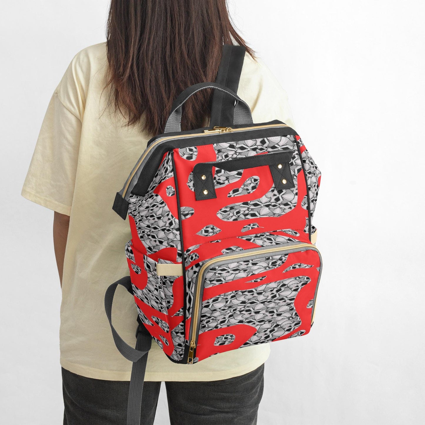 Skulls In Red Baby Momaz Diaper Backpack
