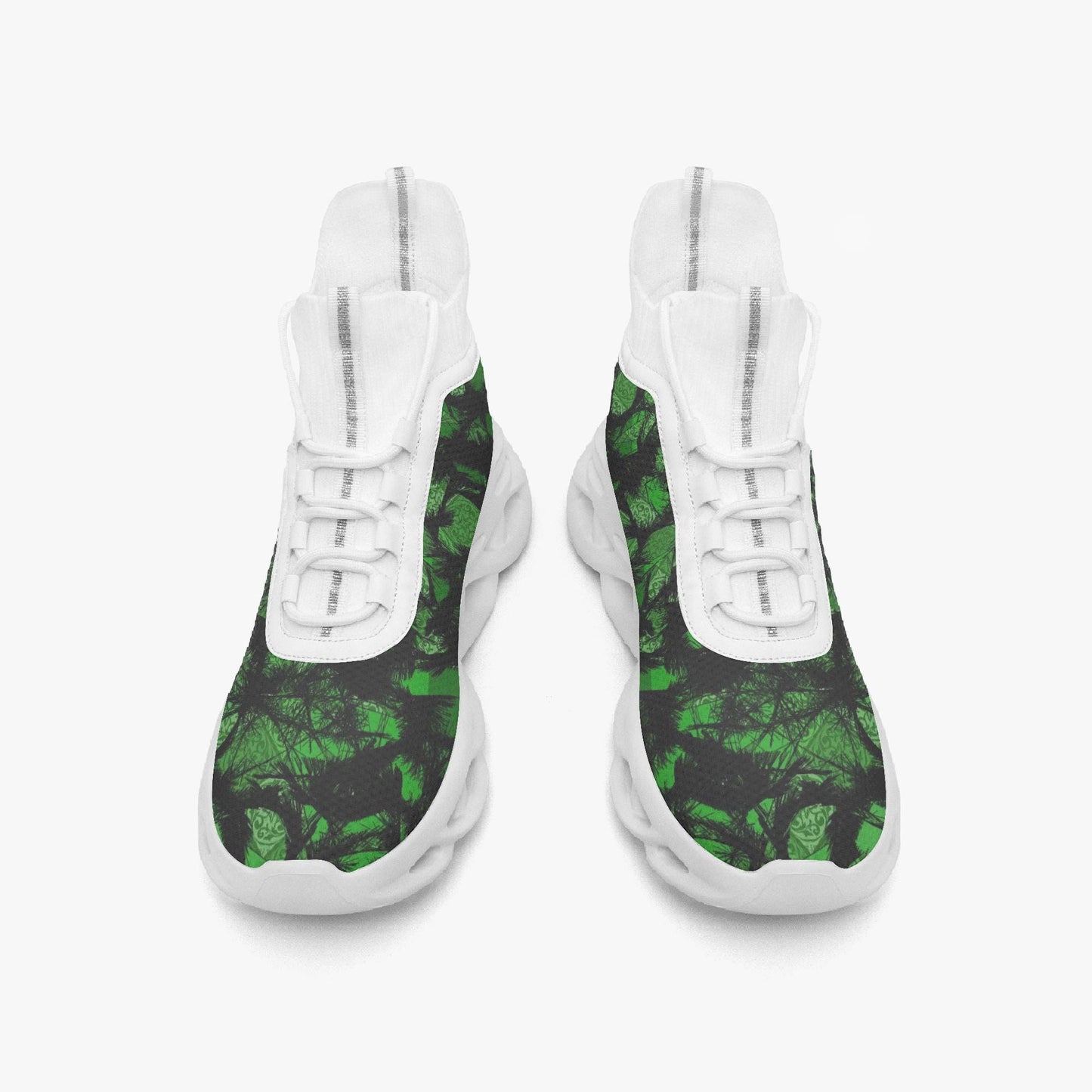 Green Fur Like  High-top Bounce Mesh Knit Sneakers