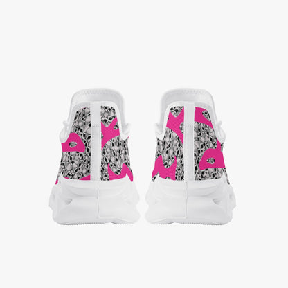 Skulls In Pink Bounce Mesh Knit Sneakers - White
