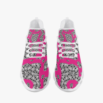 Skulls In Pink Bounce Mesh Knit Sneakers - White