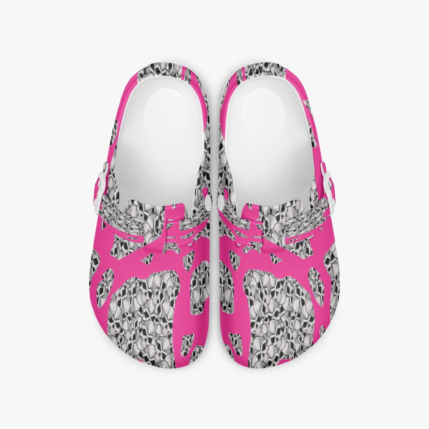Skulls In Pink EVA Nurse Clogs