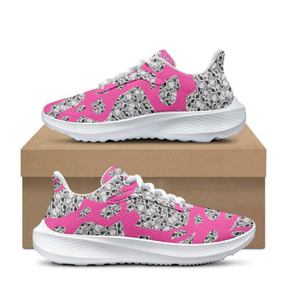 Skulls In Pink Waving Running Shoes