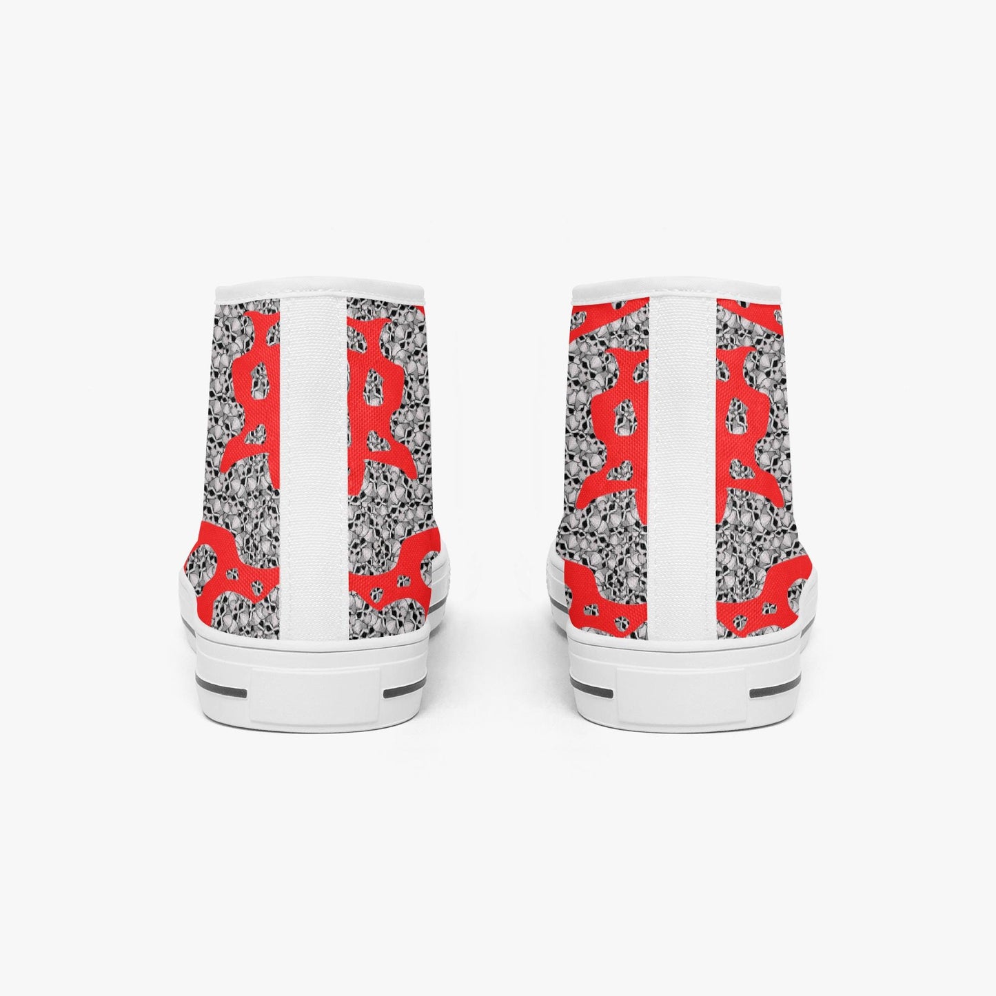 Skulls In Red Classic High-Top Canvas Shoes - White/Black